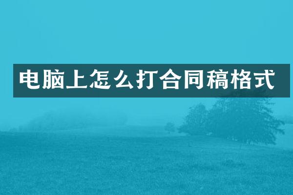 电脑上怎么打合同稿格式