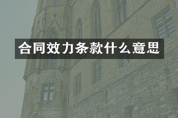 合同效力条款什么意思