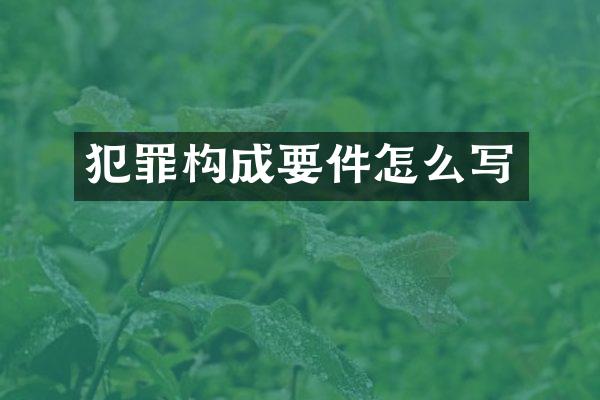 犯罪构成要件怎么写