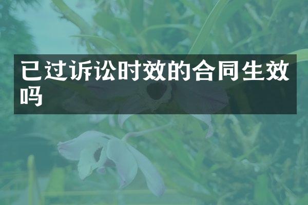 已过诉讼时效的合同生效吗