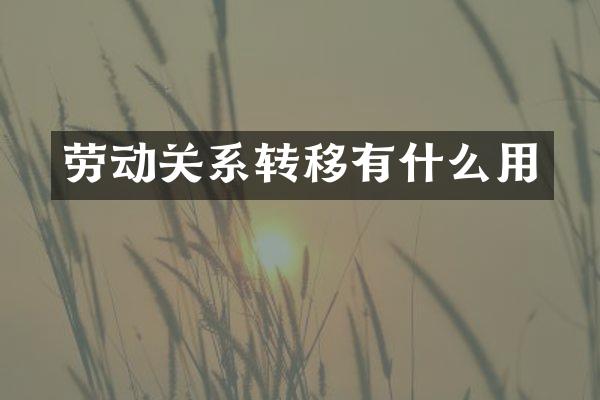 劳动关系转移有什么用