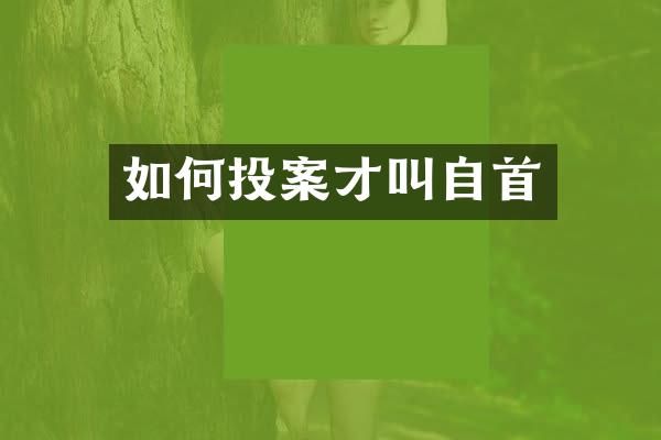 如何投案才叫自首