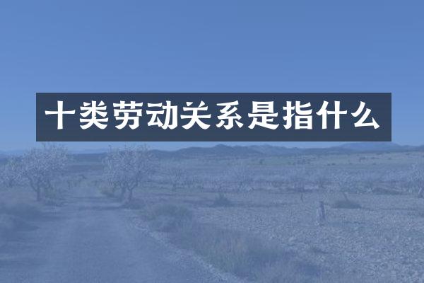十类劳动关系是指什么