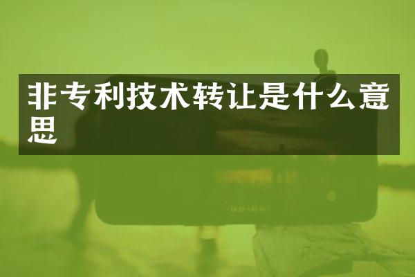 非专利技术转让是什么意思