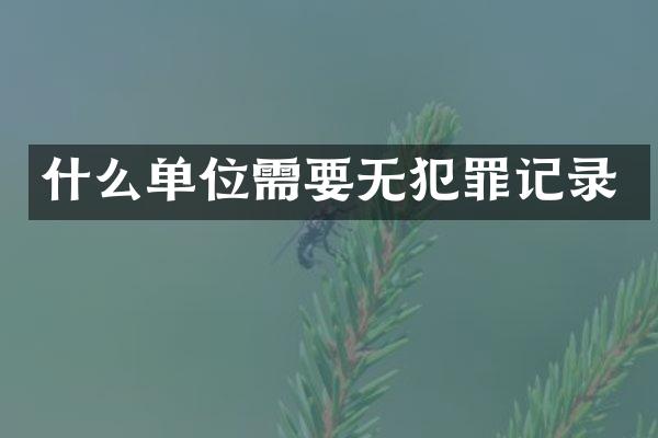 什么单位需要无犯罪记录