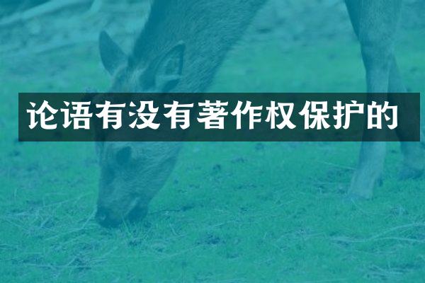 论语有没有著作权保护的