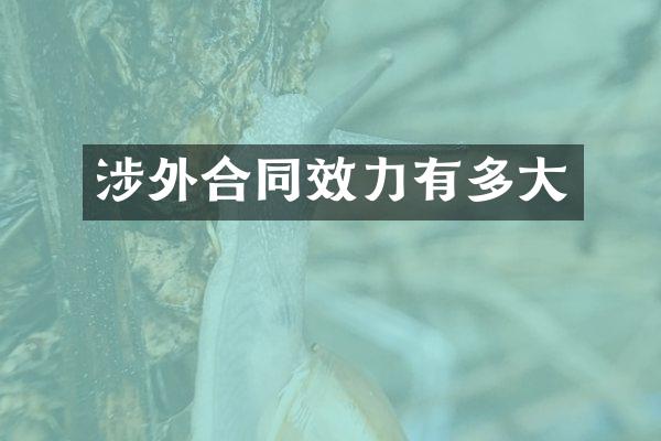 涉外合同效力有多大