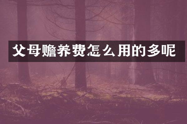 父母赡养费怎么用的多呢