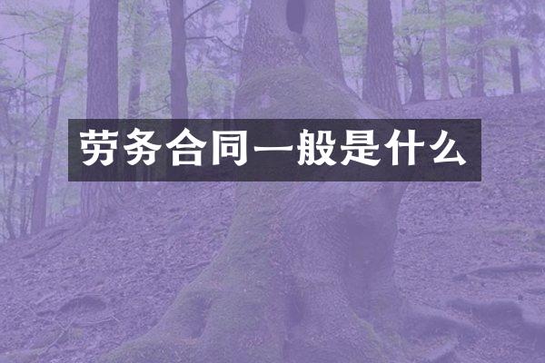 劳务合同一般是什么