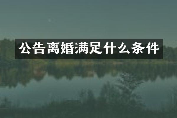 公告离婚满足什么条件