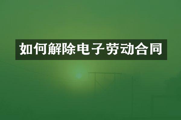 如何解除电子劳动合同
