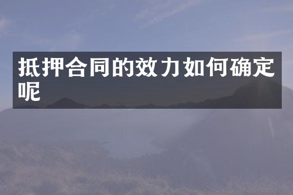 抵押合同的效力如何确定呢