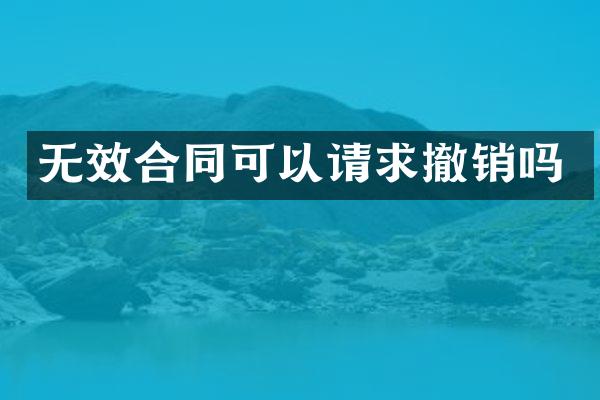 无效合同可以请求撤销吗