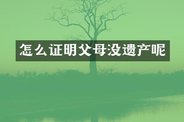 怎么证明父母没遗产呢