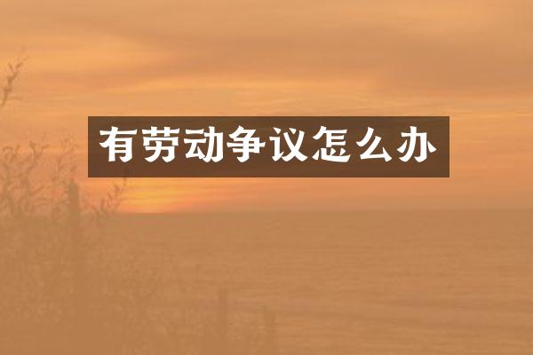 有劳动争议怎么办