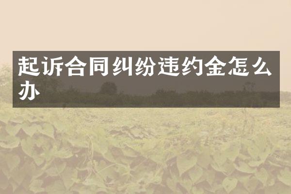 起诉合同纠纷违约金怎么办