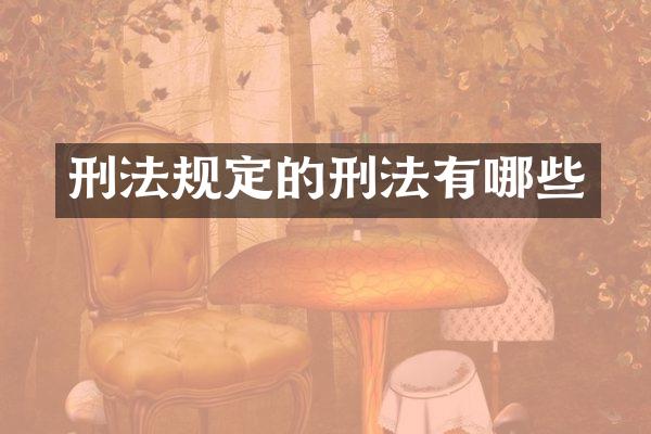 刑法规定的刑法有哪些