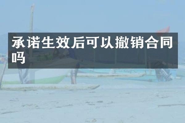 承诺生效后可以撤销合同吗
