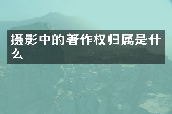 摄影中的著作权归属是什么