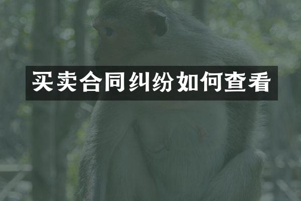 买卖合同纠纷如何查看