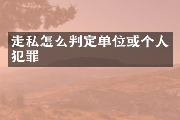 怎么判定单位或个人犯罪