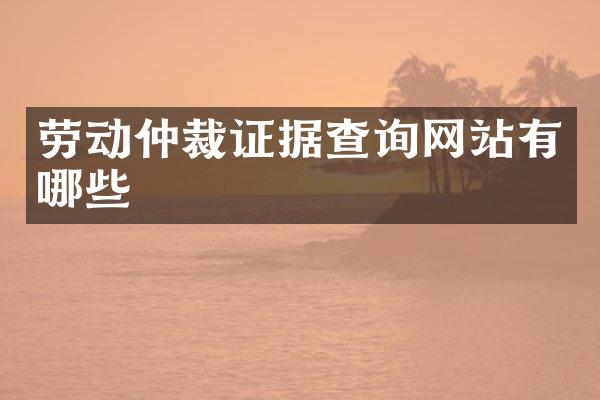 劳动仲裁证据查询网站有哪些
