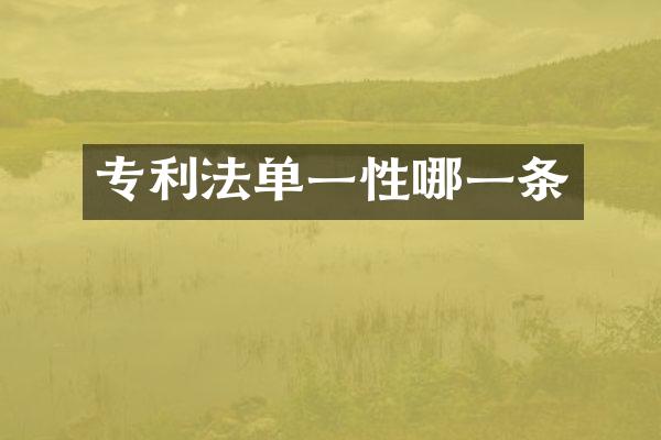 专利法单一性哪一条