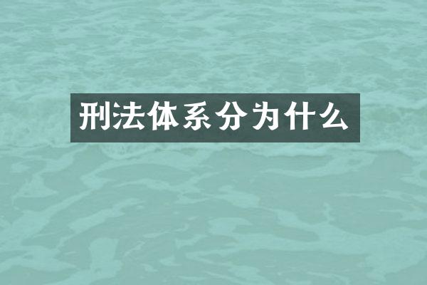 刑法体系分为什么