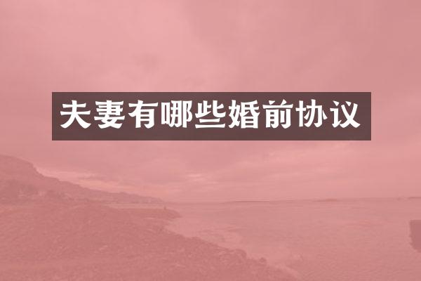 夫妻有哪些婚前协议
