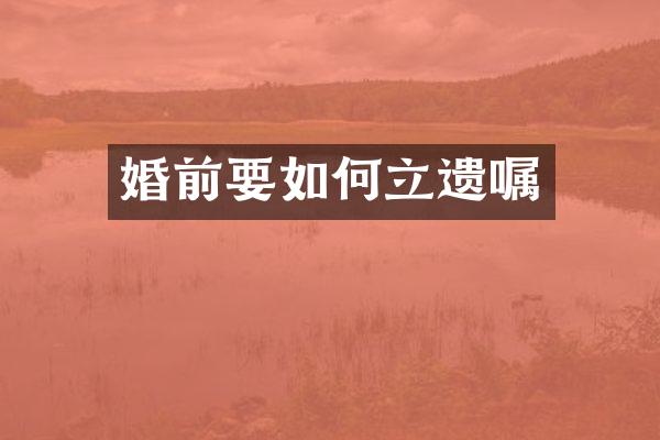 婚前要如何立遗嘱