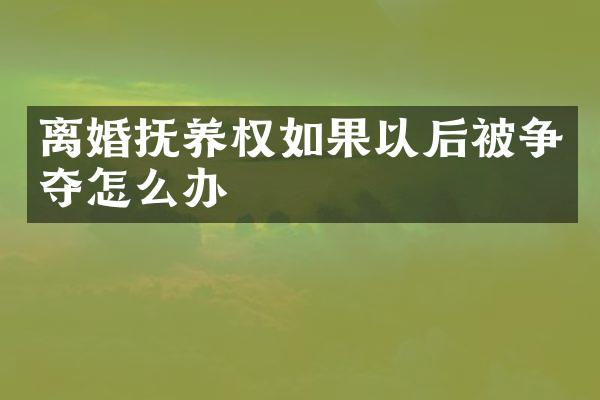 离婚抚养权如果以后被争夺怎么办