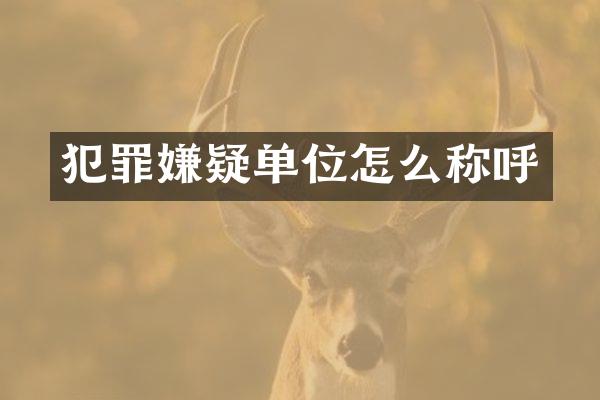 犯罪嫌疑单位怎么称呼
