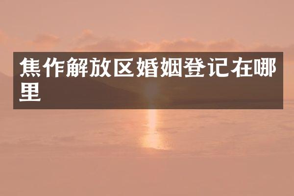 焦作解放区婚姻登记在哪里