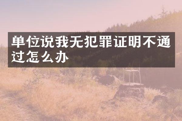单位说我无犯罪证明不通过怎么办