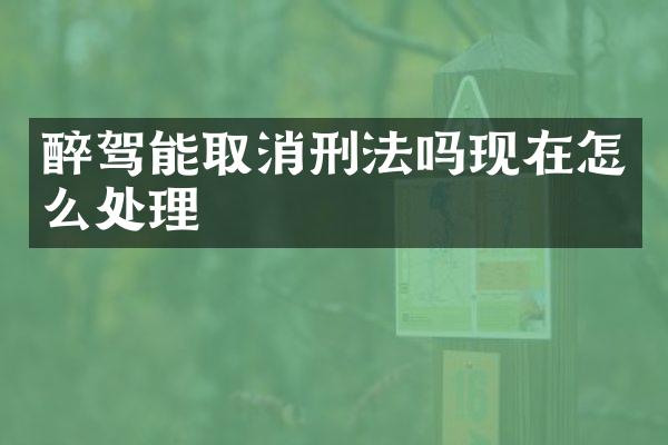 醉驾能取消刑法吗现在怎么处理