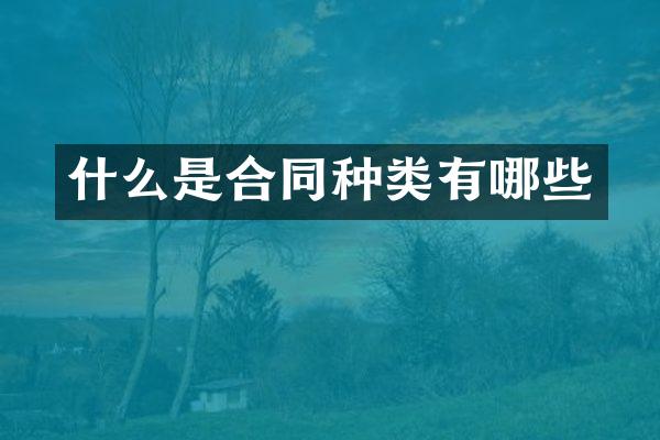 什么是合同种类有哪些