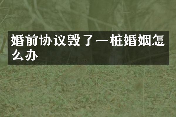 婚前协议毁了一桩婚姻怎么办