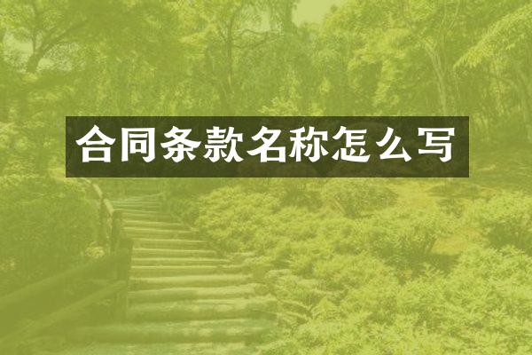 合同条款名称怎么写