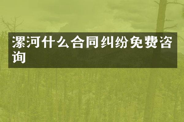 漯河什么合同纠纷免费咨询