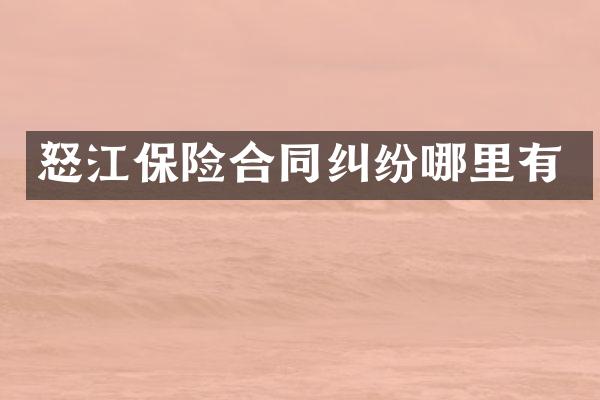 怒江保险合同纠纷哪里有