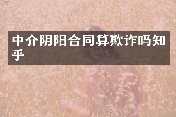 中介阴阳合同算欺诈吗知乎