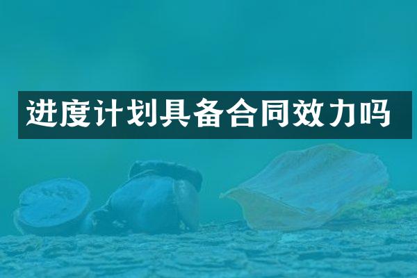 进度计划具备合同效力吗