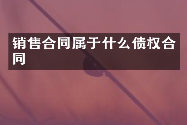 销售合同属于什么债权合同