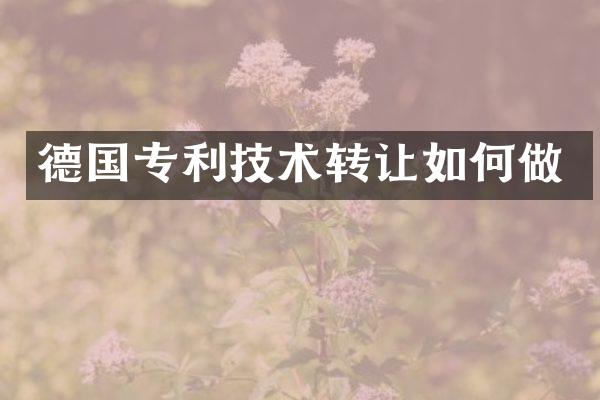 德国专利技术转让如何做