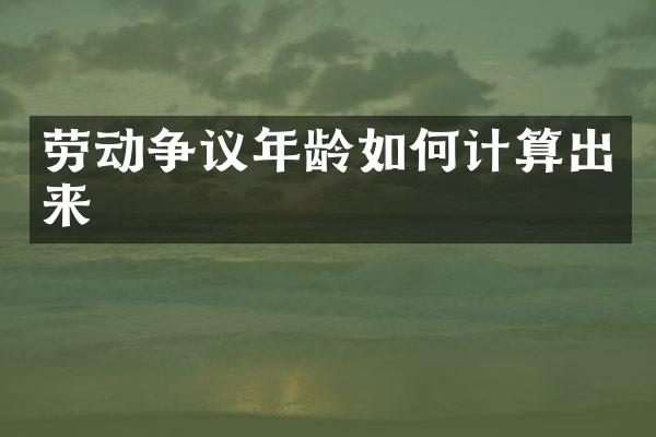 劳动争议年龄如何计算出来