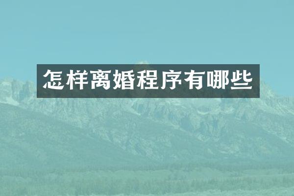 怎样离婚程序有哪些