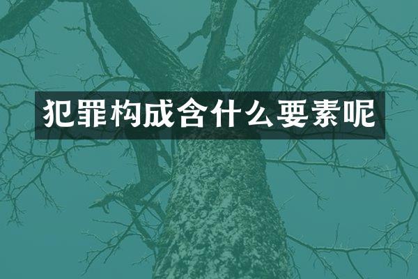 犯罪构成含什么要素呢