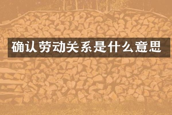 确认劳动关系是什么意思