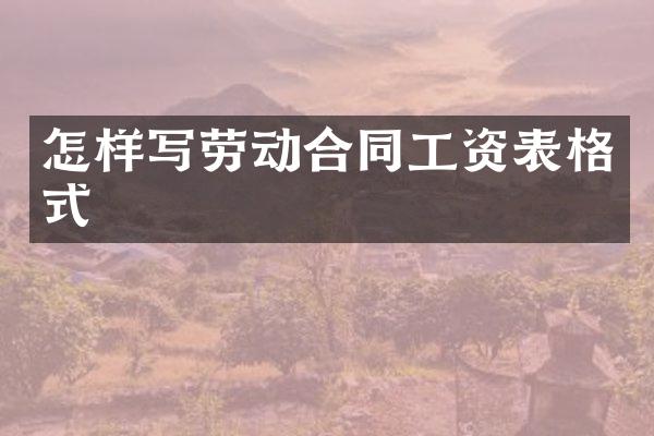 怎样写劳动合同工资表格式