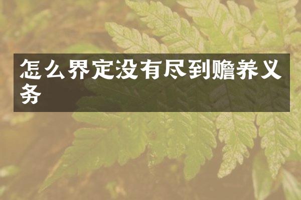怎么界定没有尽到赡养义务